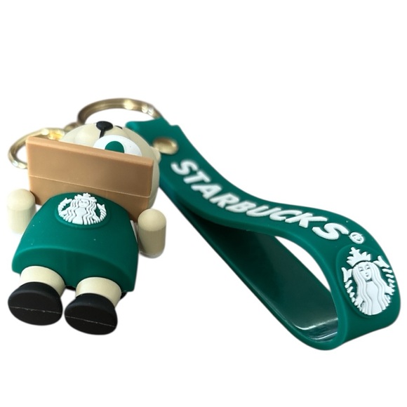 Starbucks Bearista Keychain Green Strap Coffee Lover Bag Charm 8”L - NWOT - Picture 6 of 10